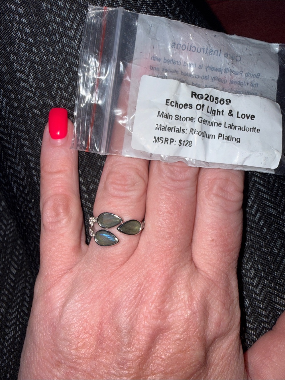 Echoes of Light & Love Labradorite Triple Teardrop Ring - Silver
